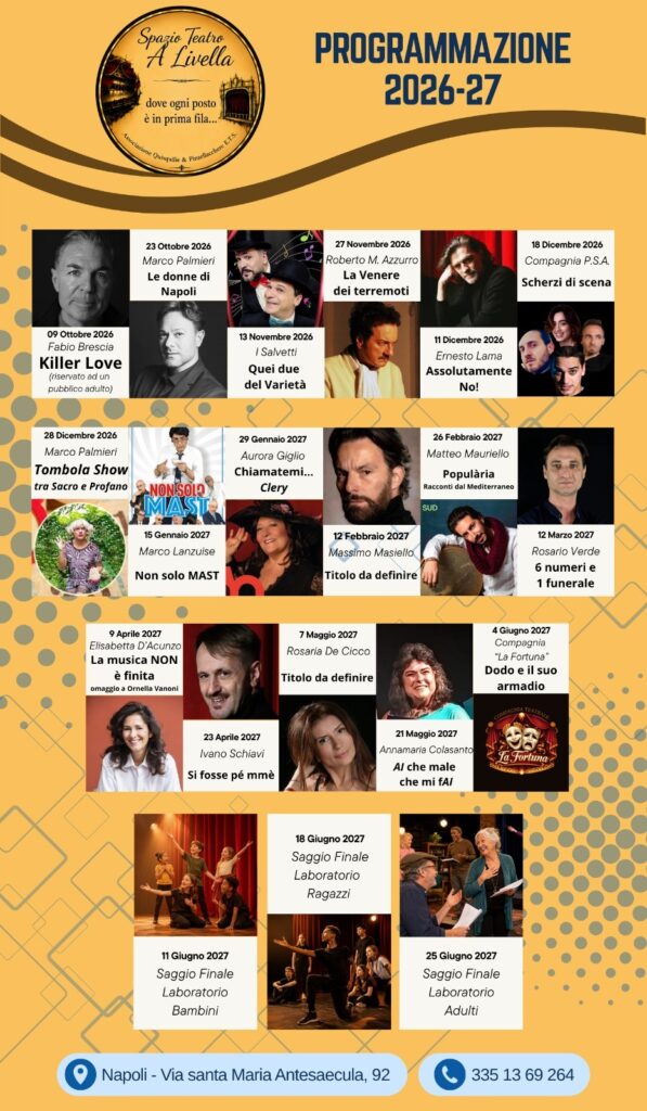 “Spazio Teatro ‘A Livella”, al via la nuova stagione 26/27
